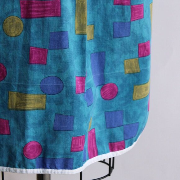 Vintage 1960s Dress, Blue Shirtwaist in Cotton, Volup Size, Geometric Shape - Picture 10 of 10